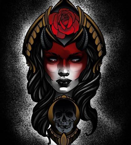 Tattoos - Al Perez Woman Rose & Skull II - 140536